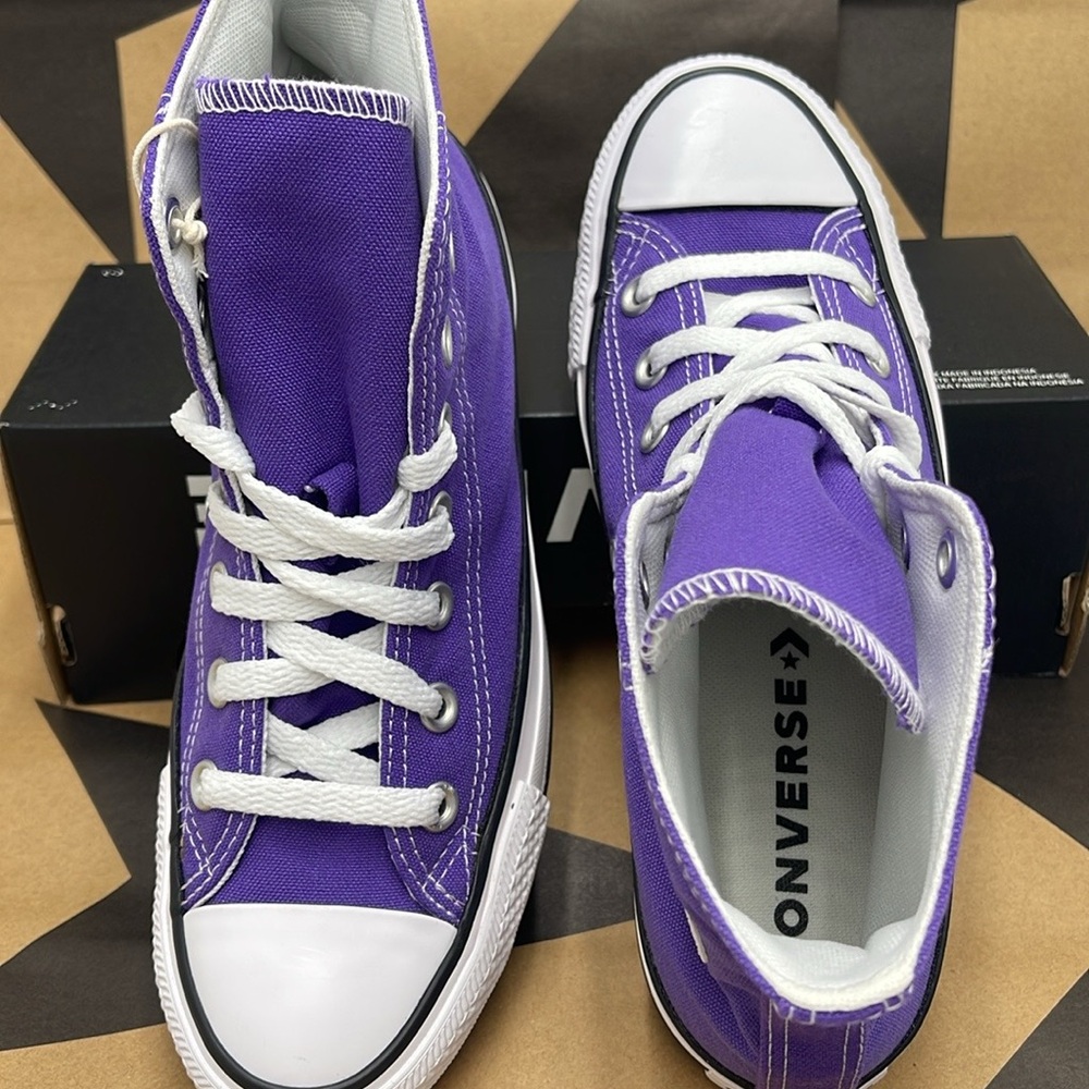 Converse WMNS All Star Purple Canvas Sneakers Hi Top Sneakers 137833F - Picture 12 of 16